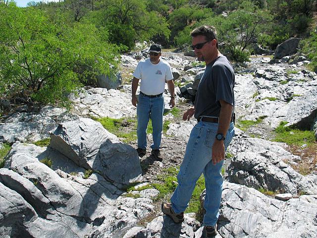 Leo and Mike check out the next section on foot